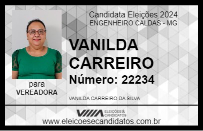 Candidato VANILDA CARREIRO 2024 - ENGENHEIRO CALDAS - Eleições