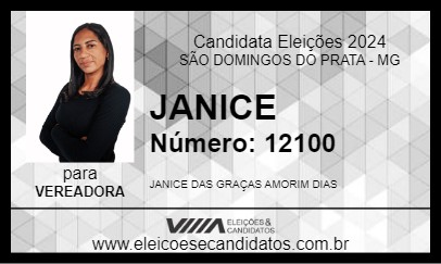 Candidato JANICE 2024 - SÃO DOMINGOS DO PRATA - Eleições