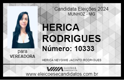 Candidato HERICA RODRIGUES 2024 - MUNHOZ - Eleições