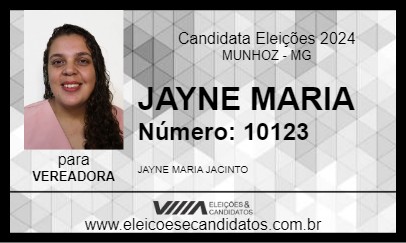 Candidato JAYNE MARIA 2024 - MUNHOZ - Eleições