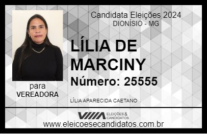 Candidato LÍLIA DE MARCINY 2024 - DIONÍSIO - Eleições