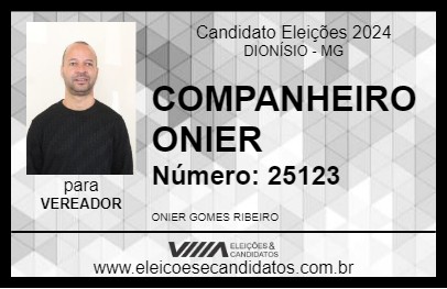 Candidato COMPANHEIRO ONIER 2024 - DIONÍSIO - Eleições