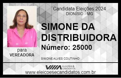 Candidato SIMONE DA DISTRIBUIDORA 2024 - DIONÍSIO - Eleições