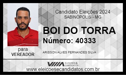 Candidato BOI DO TORRA 2024 - SABINÓPOLIS - Eleições