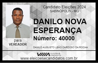 Candidato DANILO NOVA ESPERANÇA 2024 - SABINÓPOLIS - Eleições