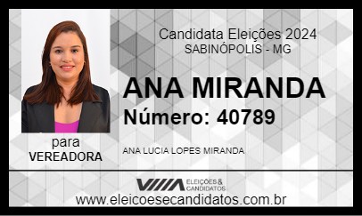 Candidato ANA MIRANDA 2024 - SABINÓPOLIS - Eleições