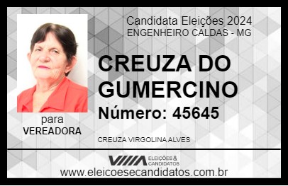 Candidato CREUZA DO GUMERCINO 2024 - ENGENHEIRO CALDAS - Eleições