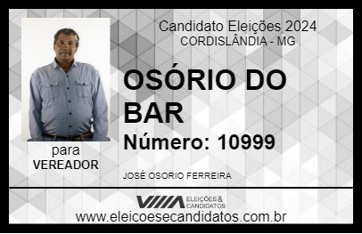 Candidato OSÓRIO DO BAR 2024 - CORDISLÂNDIA - Eleições