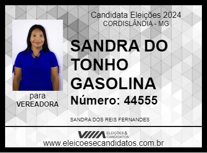 Candidato SANDRA DO TONHO GASOLINA 2024 - CORDISLÂNDIA - Eleições