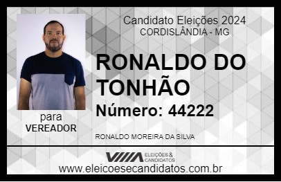 Candidato RONALDO DO TONHÃO 2024 - CORDISLÂNDIA - Eleições