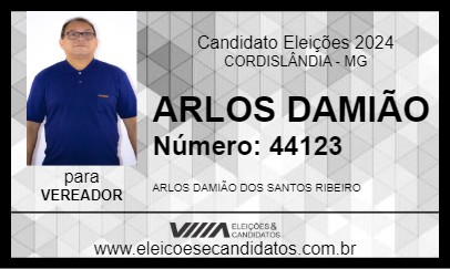 Candidato ARLOS DAMIÃO 2024 - CORDISLÂNDIA - Eleições