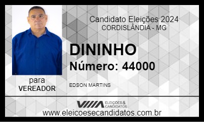 Candidato DININHO 2024 - CORDISLÂNDIA - Eleições