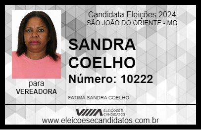 Candidato SANDRA GARAPA 2024 - SÃO JOÃO DO ORIENTE - Eleições