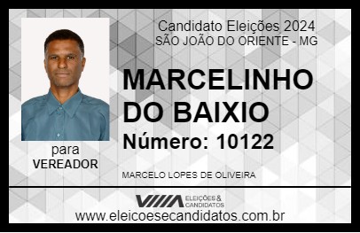 Candidato MARCELINHO DO BAIXIO 2024 - SÃO JOÃO DO ORIENTE - Eleições