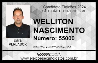 Candidato WELLITON NASCIMENTO 2024 - SÃO JOÃO DO ORIENTE - Eleições