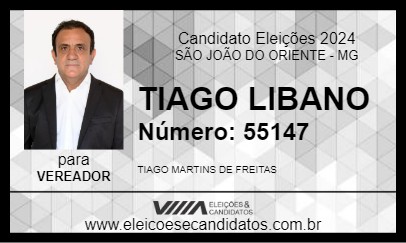 Candidato TIAGO LIBANO 2024 - SÃO JOÃO DO ORIENTE - Eleições