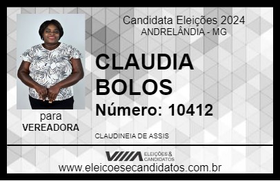 Candidato CLAUDIA BOLOS 2024 - ANDRELÂNDIA - Eleições