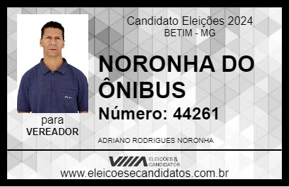 Candidato NORONHA DO ÔNIBUS 2024 - BETIM - Eleições