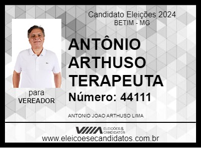 Candidato ANTÔNIO ARTHUSO TERAPEUTA 2024 - BETIM - Eleições