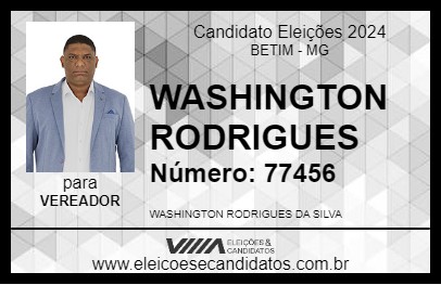 Candidato WASHINGTON RODRIGUES 2024 - BETIM - Eleições