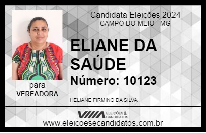 Candidato ELIANE DA SAÚDE 2024 - CAMPO DO MEIO - Eleições