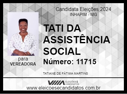 Candidato TATI DA ASSISTÊNCIA SOCIAL 2024 - INHAPIM - Eleições