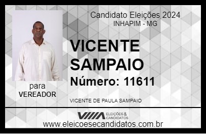 Candidato VICENTE SAMPAIO 2024 - INHAPIM - Eleições