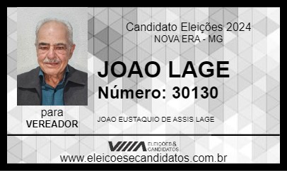 Candidato JOAO LAGE 2024 - NOVA ERA - Eleições