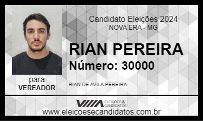 Candidato RIAN PEREIRA 2024 - NOVA ERA - Eleições