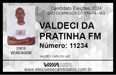 Candidato VALDECI DA PRATINHA FM 2024 - SÃO DOMINGOS DO PRATA - Eleições