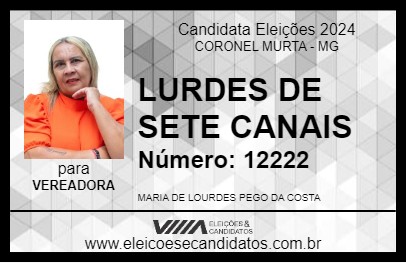 Candidato LURDES DE SETE CANAIS 2024 - CORONEL MURTA - Eleições