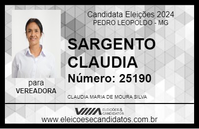 Candidato SARGENTO CLAUDIA 2024 - PEDRO LEOPOLDO - Eleições