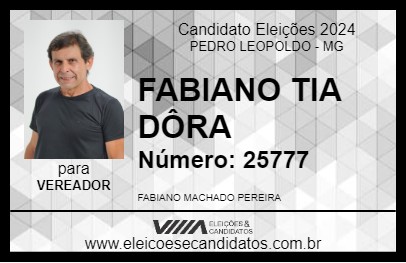 Candidato FABIANO TIA DÔRA 2024 - PEDRO LEOPOLDO - Eleições