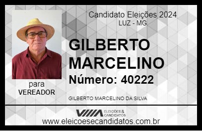 Candidato GILBERTO MARCELINO 2024 - LUZ - Eleições