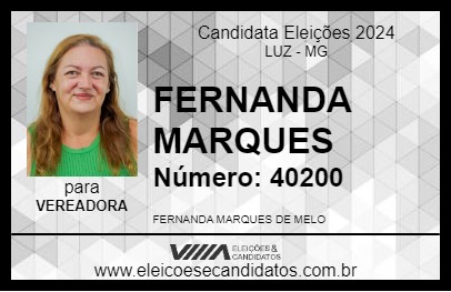 Candidato FERNANDA MARQUES 2024 - LUZ - Eleições