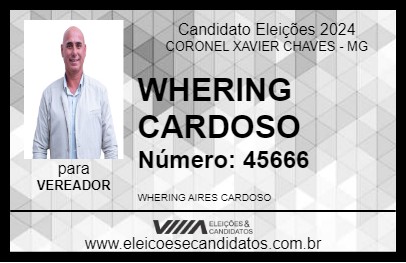 Candidato WHERING CARDOSO 2024 - CORONEL XAVIER CHAVES - Eleições