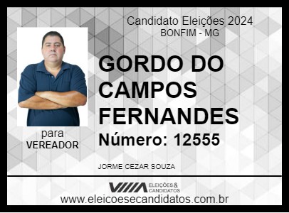 Candidato GORDO DO CAMPOS FERNANDES 2024 - BONFIM - Eleições