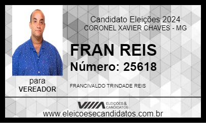 Candidato FRAN REIS 2024 - CORONEL XAVIER CHAVES - Eleições