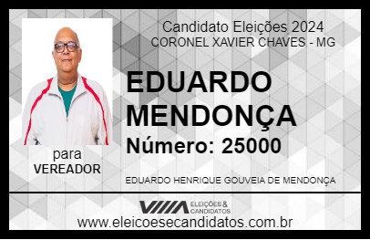 Candidato EDUARDO MENDONÇA 2024 - CORONEL XAVIER CHAVES - Eleições