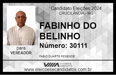 Candidato FABINHO DO BELINHO 2024 - CRUCILÂNDIA - Eleições