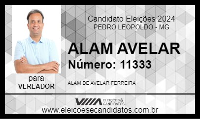 Candidato ALAM AVELAR 2024 - PEDRO LEOPOLDO - Eleições