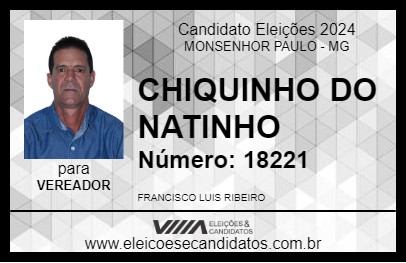 Candidato CHIQUINHO DO NATINHO 2024 - MONSENHOR PAULO - Eleições