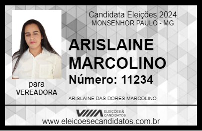 Candidato ARISLAINE MARCOLINO 2024 - MONSENHOR PAULO - Eleições