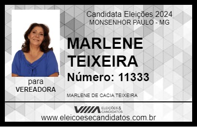 Candidato MARLENE TEIXEIRA 2024 - MONSENHOR PAULO - Eleições