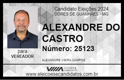 Candidato ALEXANDRE DO CASTRO 2024 - DORES DE GUANHÃES - Eleições