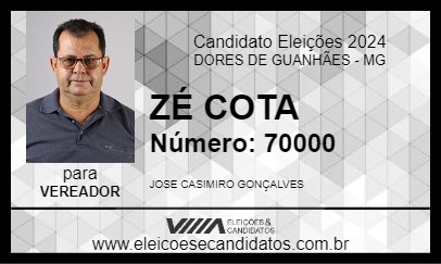 Candidato ZÉ COTA 2024 - DORES DE GUANHÃES - Eleições