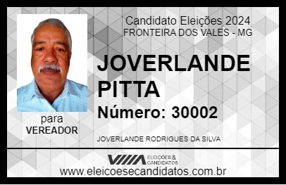 Candidato JOVERLANDE PITTA 2024 - FRONTEIRA DOS VALES - Eleições