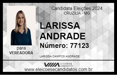 Candidato LARISSA ANDRADE 2024 - CRUZÍLIA - Eleições