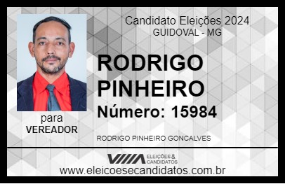 Candidato RODRIGO PINHEIRO 2024 - GUIDOVAL - Eleições