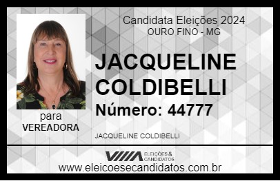 Candidato JACQUELINE COLDIBELLI 2024 - OURO FINO - Eleições